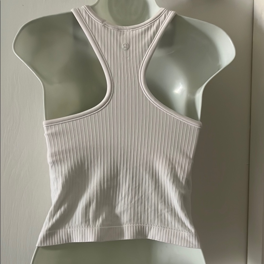 Lululemon White Ribbed Tank Top